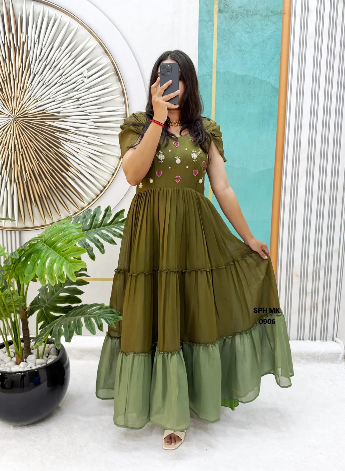 Elegant Maggam Work Mull Cotton Gown